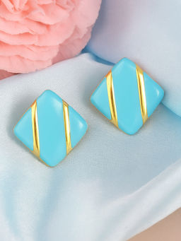 Estele - Classic Blue Enamel Studs|Minimal Office & Casual Wear Jewelry
