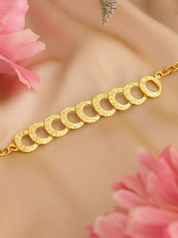 Estele - Gold Plated Trendy & Stylish Adjustable Beaten Gold Bracelet for Girls & Women