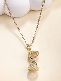 Estele - Hourglass Pendant – Gehena Gold-Plated Lightweight Sand Timer Charm for Women