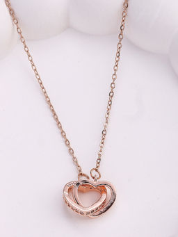 Estele - Twin Heart Pendant Necklace – Gehena Rose Gold Lightweight Jewelry for Women