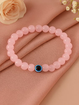 Estele - Pink Beads Evil Eye Bracelet|Gehena Unisex Jewelry for Daily Use|Free Size