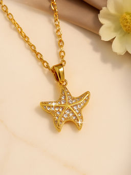 Estele - Gold Finish Pendant |Gehena Starfish Charm|Women’s Stylish Everyday Necklace