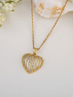 Estele - Stylish Heart Pendant Necklace – Gehena Gold Finish Lightweight Jewelry for Women