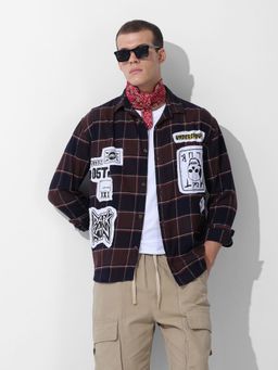 The Indian Garage Co - Men Brown Relaxed Fit Patched Cutaway Collar Neck Street Wear Shirt