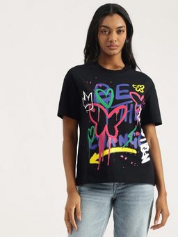 United Colors of Benetton - Black Round Neck Graphic T-Shirt