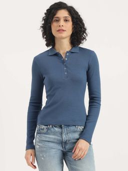 United Colors of Benetton - Blue Solid Full Sleeve Polo T-Shirt