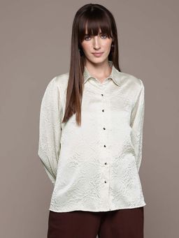 Label Ritu Kumar - Ivory Matilda Collar Neck Full Sleeves Shirt