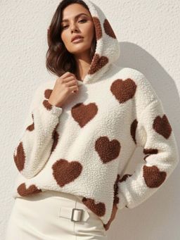 Outzidr - Brown Full Sleeve Hooded Hoodie