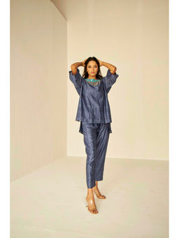 BETRUE - Samarkand Boat Neck Embroidered Shibori Top And Pants Set (Set of 2)