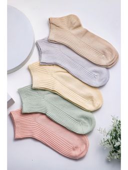 Brauch - Womens Cotton Ribbed Ankle Socks (Pack of 5)