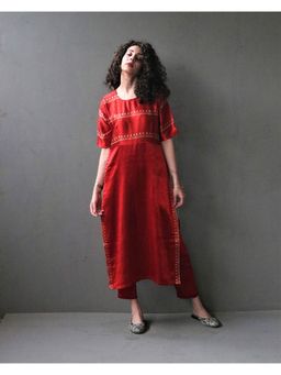 Chidiyaa - Rubahii Handprinted Mashru Silk Kurta Set