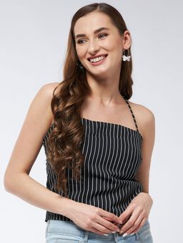 Magre - Black Bustier Stripe Top