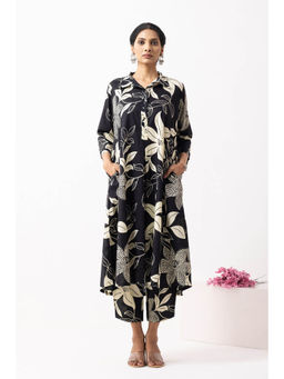 The Indian Cause - Black Block Printed Victoria Kurta with Pant (Set of 2)