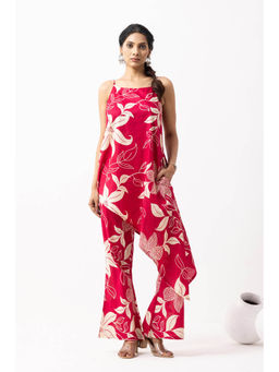 The Indian Cause - Crimson Pink Block Printed Raya Kurta with Pant (Set of 2)