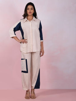 The House of Hemp - Women Latest Stylish Neck Hemp And Lyocell Beige Co-Ord (Set of 2)