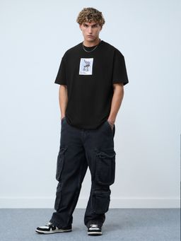 The Souled Store - Black Official Looney Tunes Oversized T-shirt: Bugs Bunny Insta - Pic