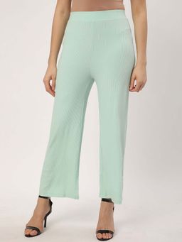 R&B - Green Solid Plain Viscose Rayon Pant