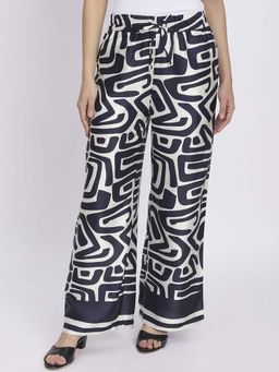 R&B - Off White Abstract Polyester Pant
