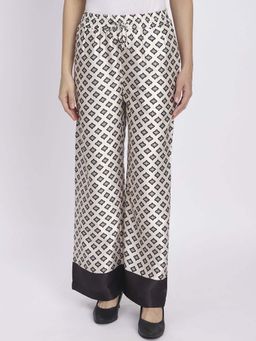 R&B - Off White Printed Polyester Pant