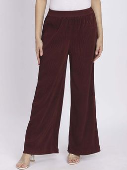 R&B - Maroon Solid Plain Polyester Pant