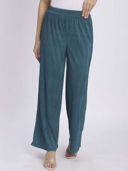 R&B - Teal Textured Polyester Pant