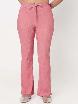 R&B - Pink Textured Polyester Pant