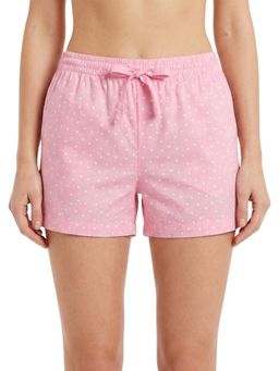 Bonjour - Pink Printed Cotton Blend Shorts