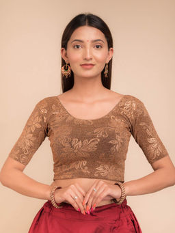 BINDIGASM'S ADVI - Copper Sawani Metallic Emboss Stretchable Slip On Blouse