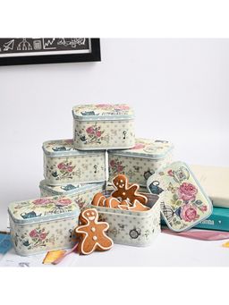 Voncasa - Mini Tin Storage Box Container - Set of 6, Multi-Color