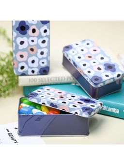 Voncasa - Floral Tin Storage Box - Set of 3, Purple