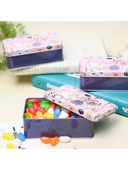 Voncasa - Floral Tin Storage Box - Set of 3, Purple