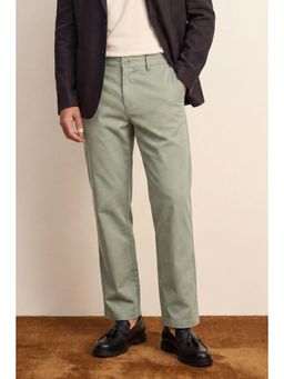 Snitch - Sage Green Solid Regular Casual Chinos for Men