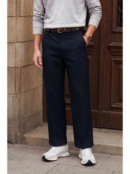 Snitch - Navy Blue Blue Solid Regular Casual Chinos for Men