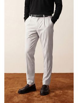 Snitch - Light Grey Plain Slim Formal Trouser for Men