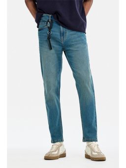 Snitch - Navy Blue Denim Tapered Casual Jeans for Men