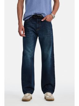 Snitch - Navy Blue Washed Straight Casual Jeans for Men