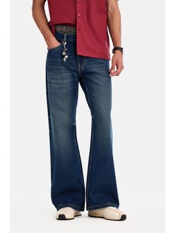Snitch - Blue Light Distressed Flared Casual Jeans for Men