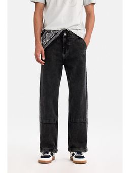 Snitch - Black Washed Straight Casual Jeans for Men