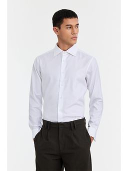 Snitch - White Solid Full Sleeves Slim Formal Shirt for Men