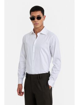 Snitch - White Solid Full Sleeves Slim Formal Shirt for Men