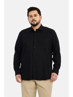 Snitch - Black Solid Full Sleeves Regular Plus Size Shirt for Men