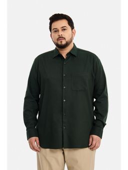Snitch - Olive Solid Full Sleeves Regular Plus Size Shirt for Men