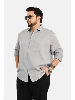 Snitch - Light Grey Solid Full Sleeves Regular Plus Size Shirt for Men