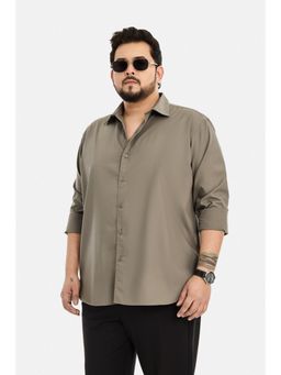 Snitch - Khaki Solid Full Sleeves Regular Casual Plus Size Shirt for Men
