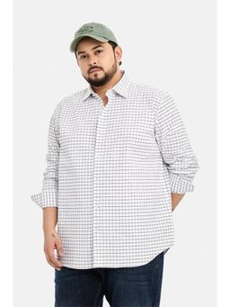 Snitch - White Checks Full Sleeves Regular Casual Plus Size Shirt for Men