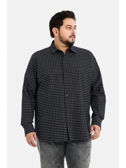 Snitch - Black Checks Full Sleeves Regular Casual Plus Size Shirt for Men