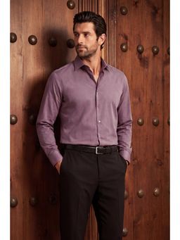 Snitch - Mauve Solid Full Sleeves Slim Shirt for Men