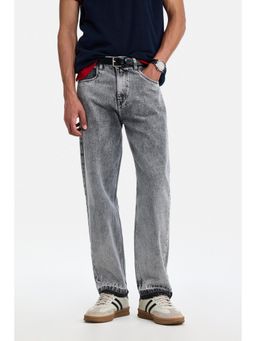 Snitch - Light Grey Acid Wash Loose Casual Jeans for Men