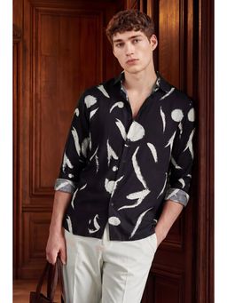 Snitch - Black Abstract Full Sleeves Regular Casual Shirt for Men