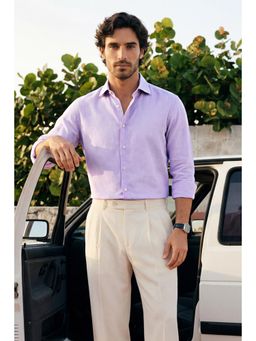 Snitch - Lavender Solid Full Sleeves Slim Casual Shirt for Men